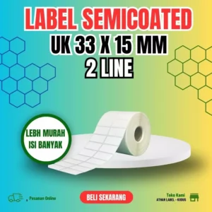MURAH STICKER LABEL BARCODE 33 X 15 MM 2 LINE | 33 X 15 MM 2 LINE SEMICOATED 2 LINE 33 X 15 MM- GLASSIN BLUE