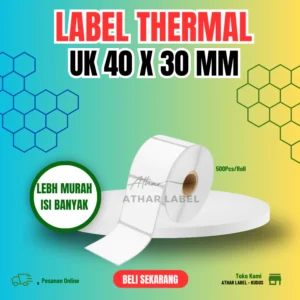 LABEL THERMAL UK 40 X 30 MM 1 LINE | THERMAL LABEL 40 X 30 ISI 500 1 LINE